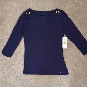 New Tommy Hilfiger Navy Blue Women's Top